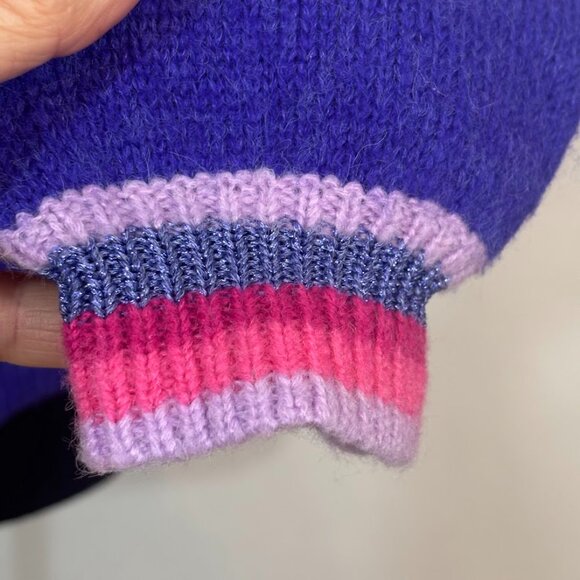 Lilly Pulitzer Tessalyn Wool Purple Pink Metallic Sweater Cardigan Sz M Preppy - Picture 4 of 13